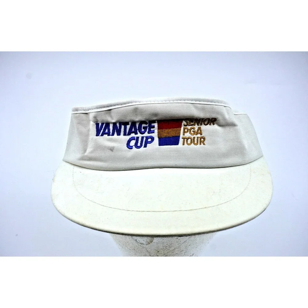 Vintage Vantage Cup Senior PGA Tour Visor Golf Made In The USA Adver-Tags